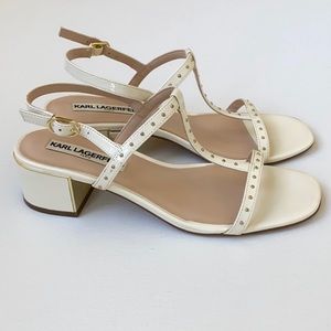 (Sold) White leather block heel sandals